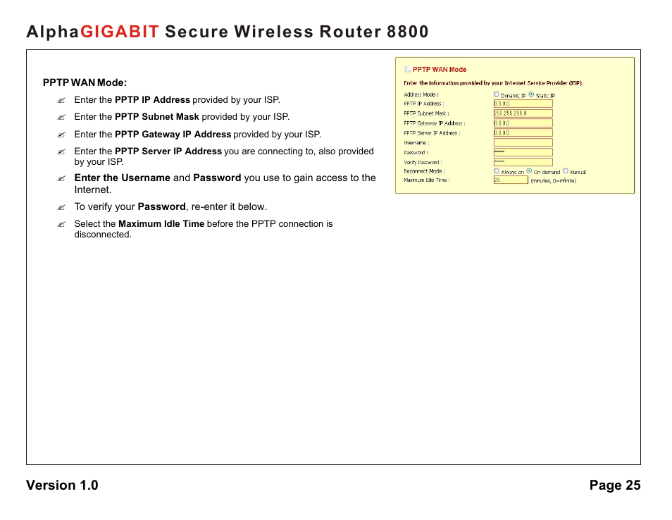 Alpha secure wireless router 8800 gigabit | AlphaShield 8800 User Manual | Page 25 / 81