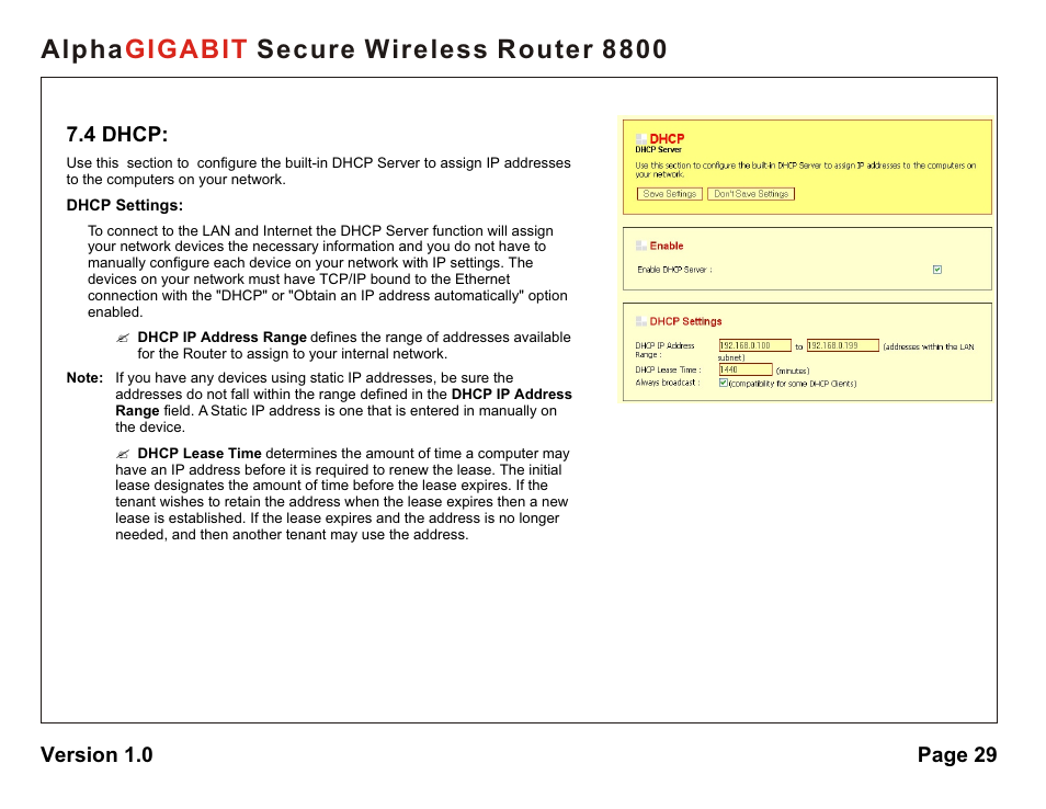 Alpha secure wireless router 8800 gigabit | AlphaShield 8800 User Manual | Page 29 / 81