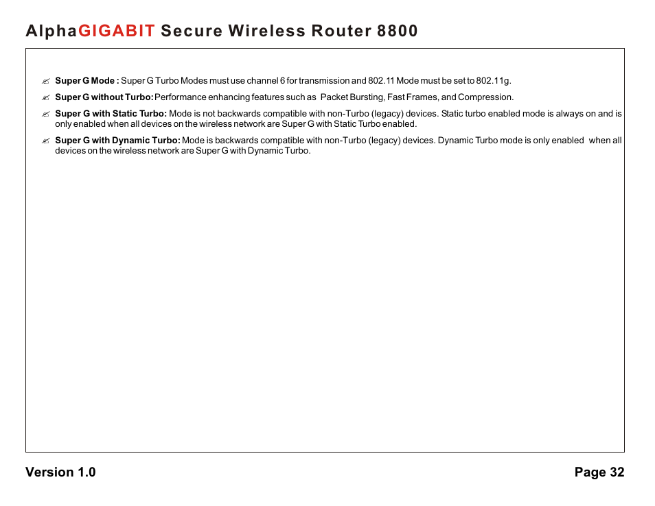 Alpha secure wireless router 8800 gigabit | AlphaShield 8800 User Manual | Page 32 / 81