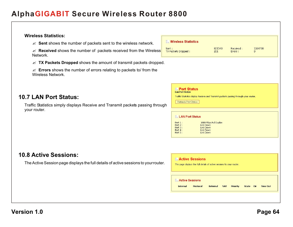 Alpha secure wireless router 8800 gigabit | AlphaShield 8800 User Manual | Page 64 / 81