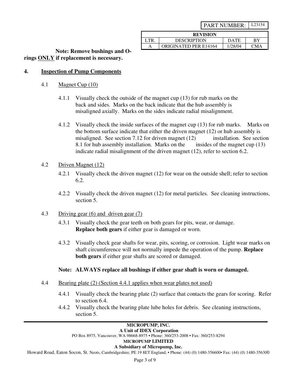 Micropump GM Series Service Instructions User Manual | Page 3 / 9