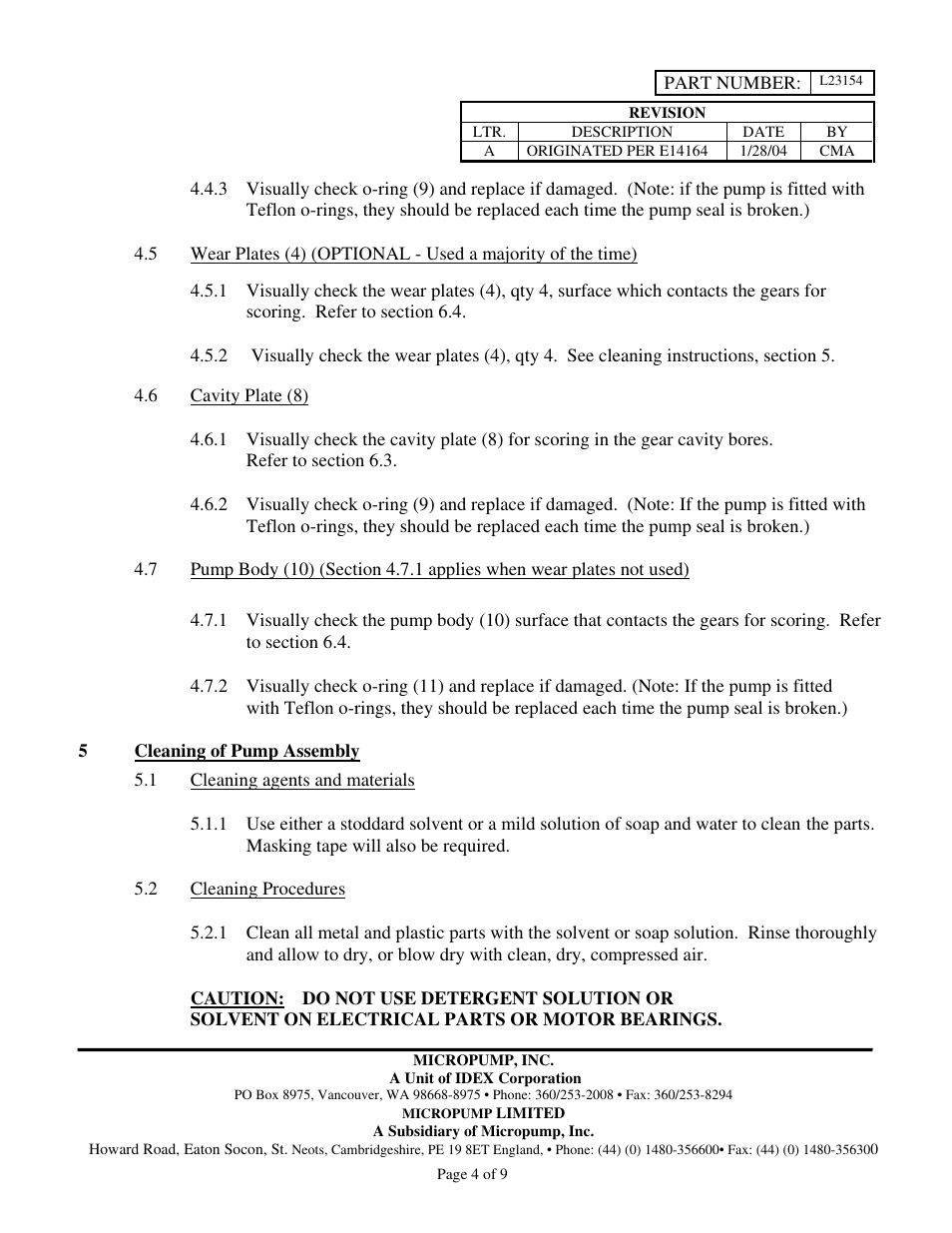 Micropump GM Series Service Instructions User Manual | Page 4 / 9
