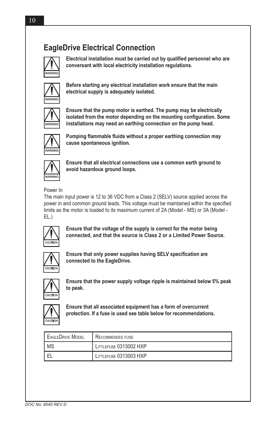 Eagledrive electrical connection | Micropump EagleDrive ELE User Manual | Page 10 / 23