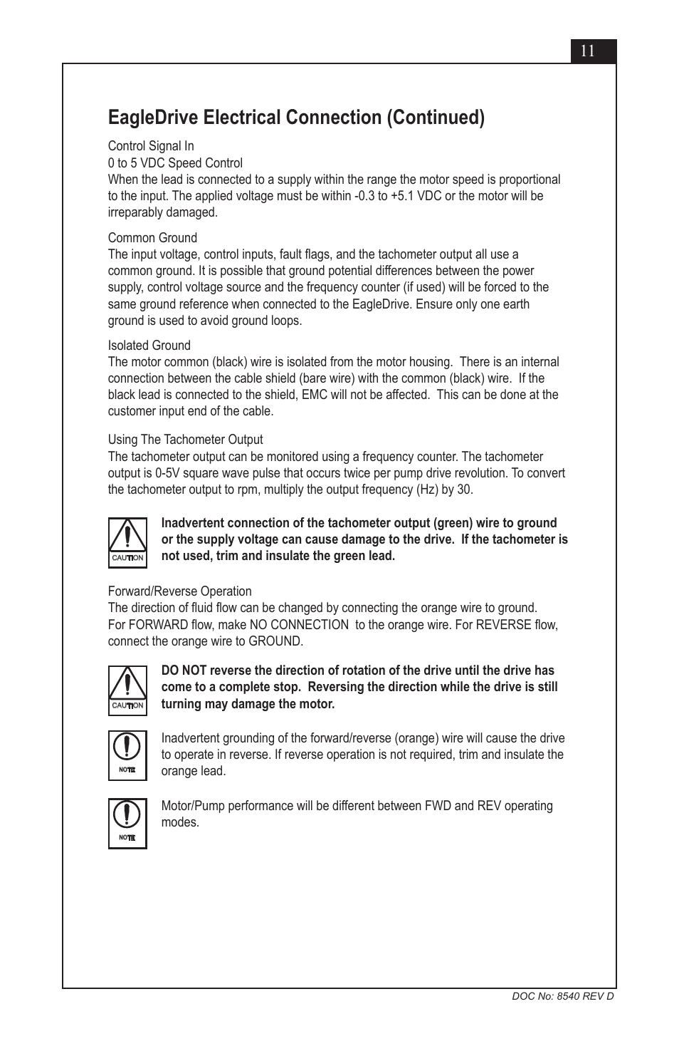 Eagledrive electrical connection (continued) | Micropump EagleDrive ELE User Manual | Page 11 / 23