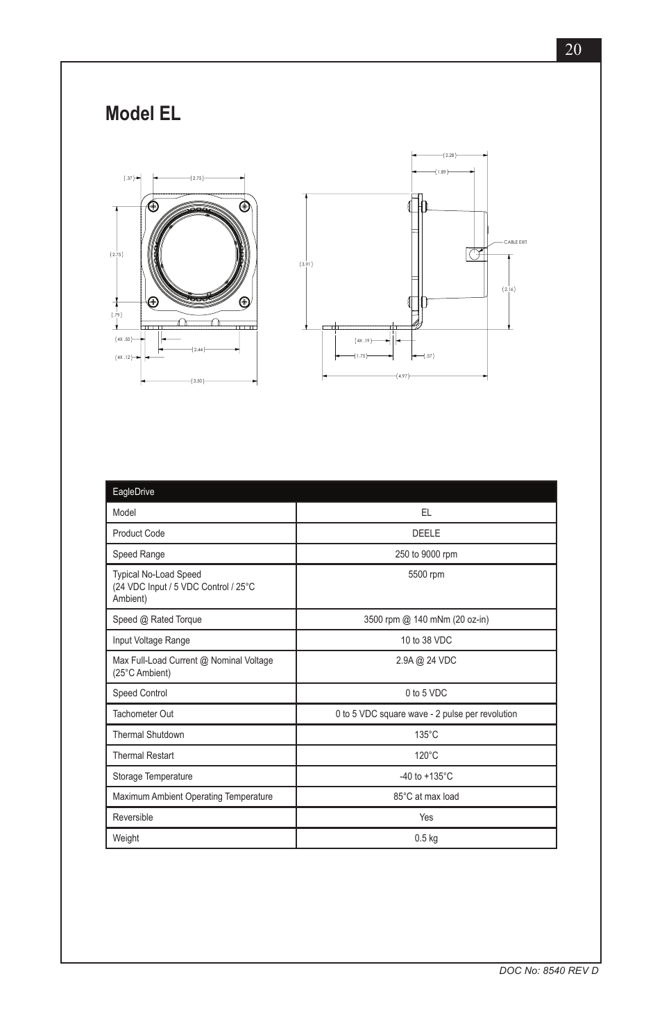 Model el | Micropump EagleDrive ELE User Manual | Page 20 / 23