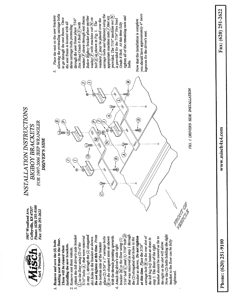 Misch 4x4 Products BigBoy Bracket 1997-2006 Wrangler TJ User Manual | Page 2 / 3