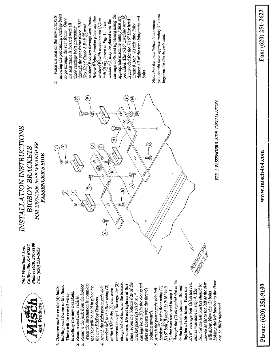 Misch 4x4 Products BigBoy Bracket 1997-2006 Wrangler TJ User Manual | Page 3 / 3