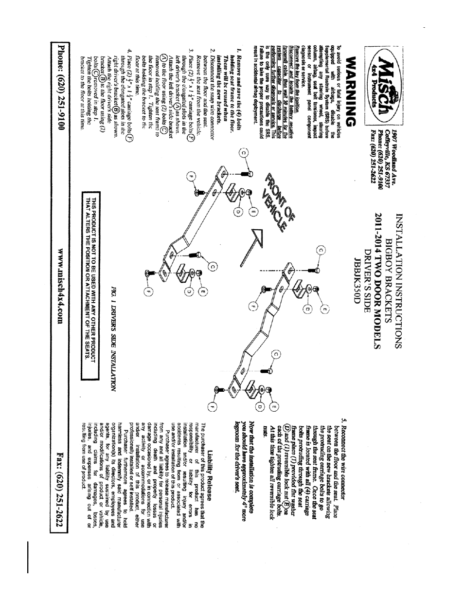 Misch 4x4 Products BigBoy Bracket 2007-2014 Wrangler JK User Manual | Page 3 / 4