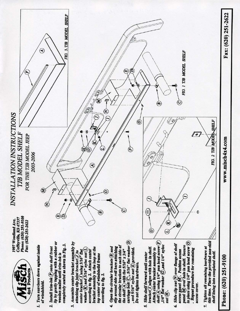 Misch 4x4 Products TJB Shelf User Manual | Page 2 / 2