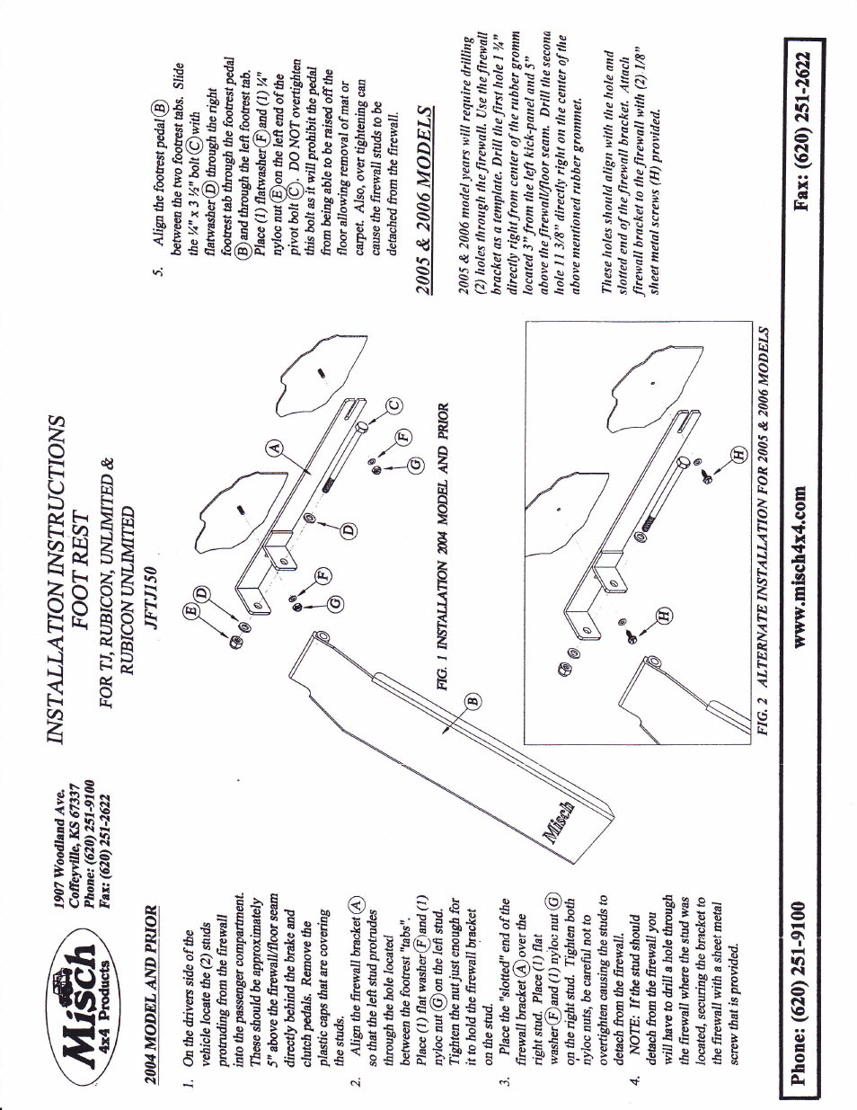 Misch 4x4 Products Footrest User Manual | Page 2 / 2