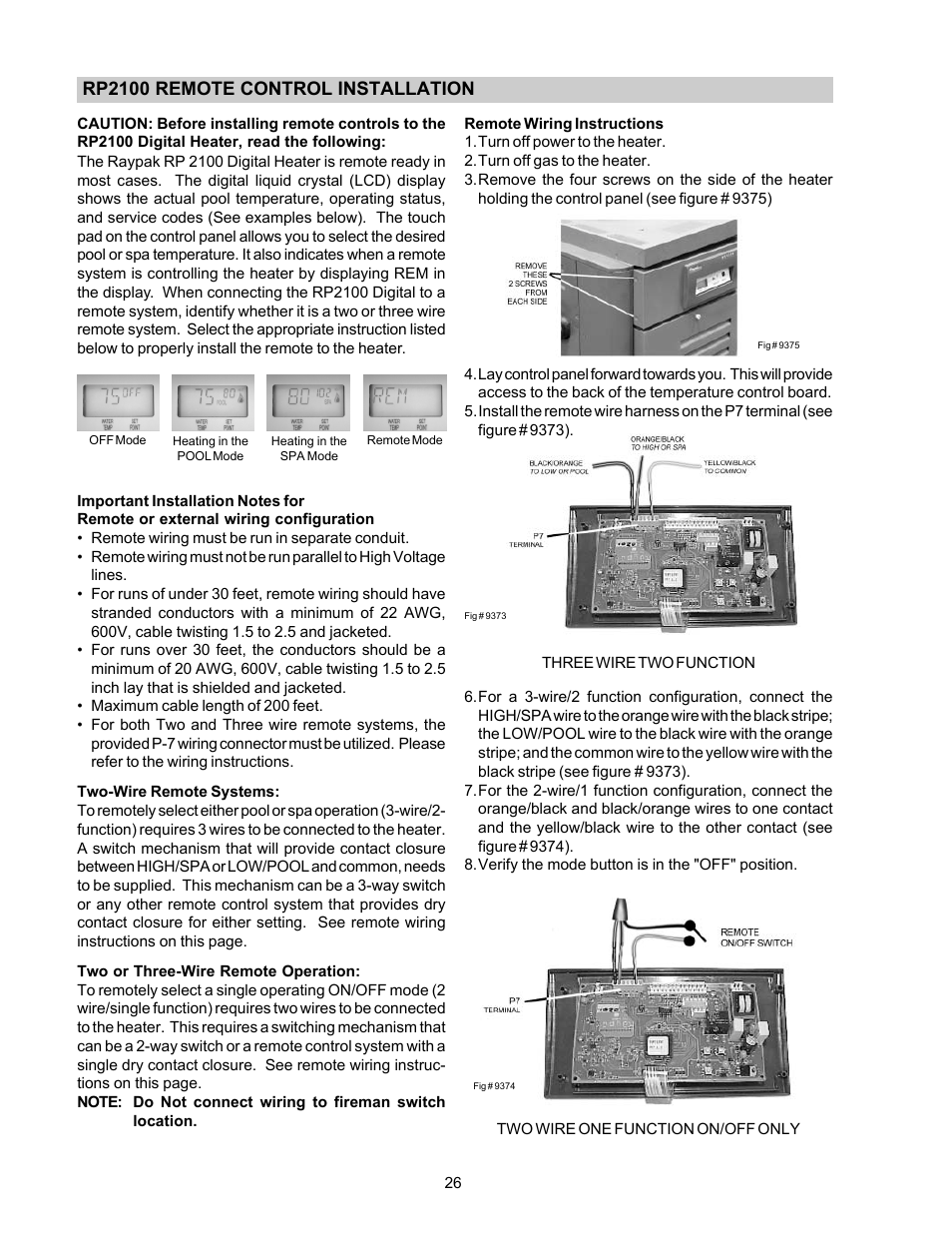 Rp2100 remote control installation | Aqua Products RP2100 User Manual | Page 26 / 43