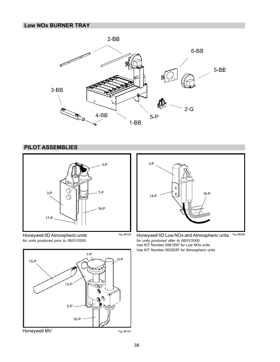 Low nox burner tray pilot assemblies | Aqua Products RP2100 User Manual | Page 38 / 43