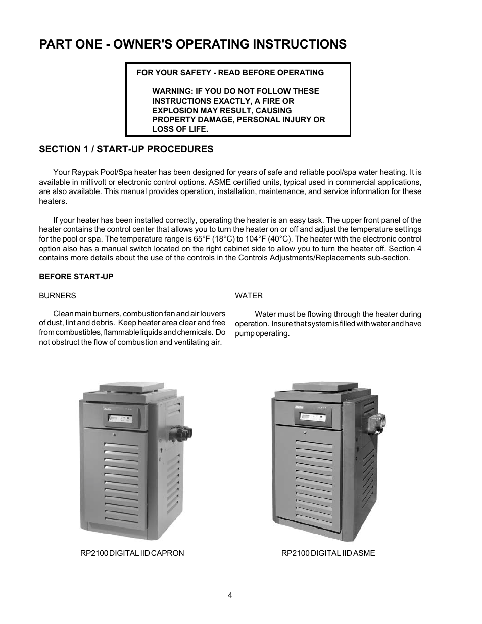 Part one - owner's operating instructions | Aqua Products RP2100 User Manual | Page 4 / 43