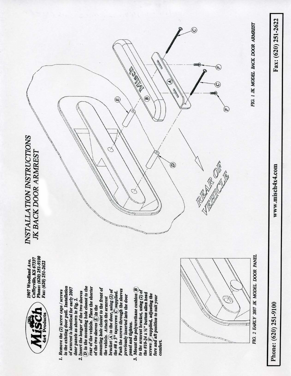 Misch 4x4 Products JK Back Door Armrest User Manual | Page 2 / 2