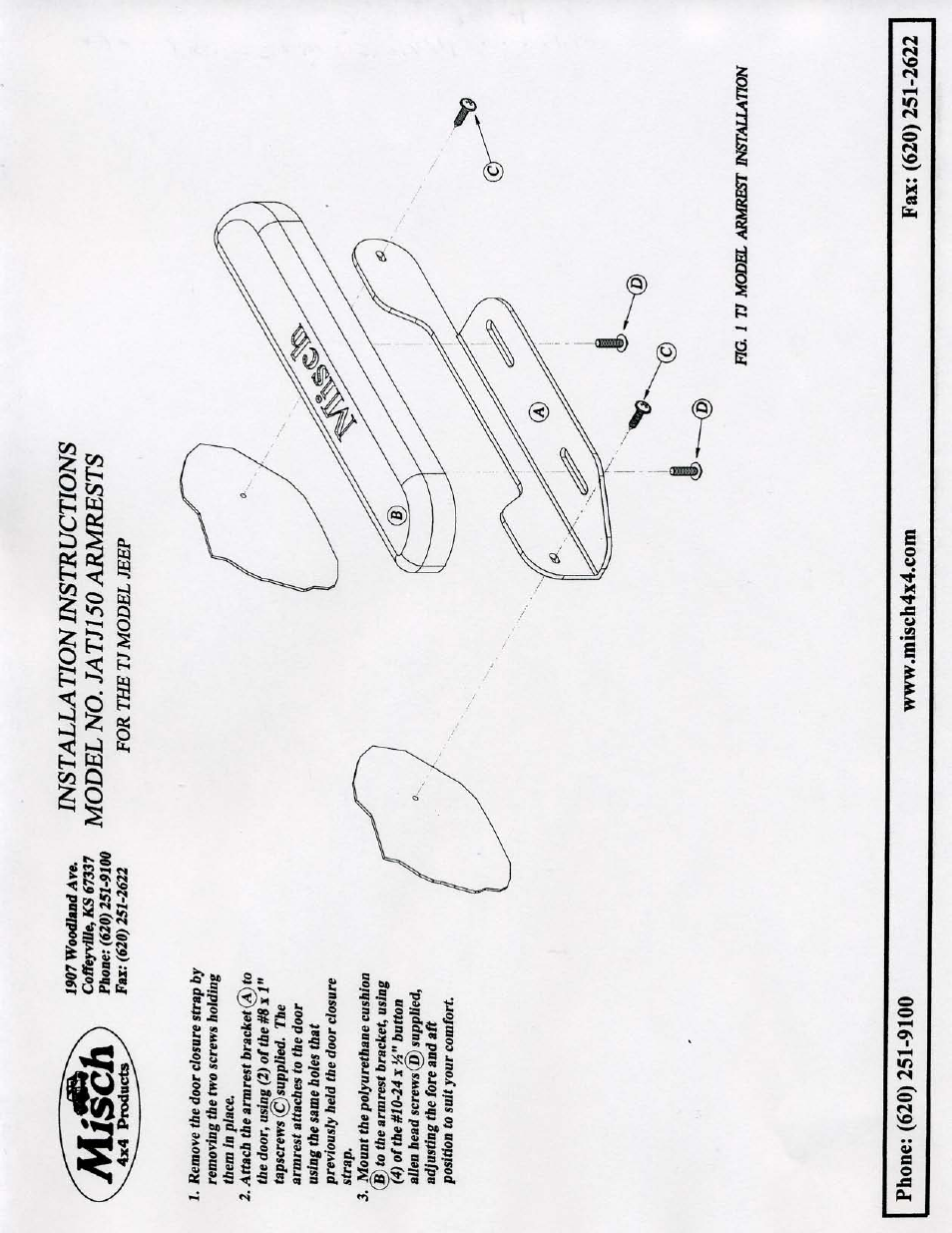 Misch 4x4 Products TJ Armrest User Manual | Page 2 / 2