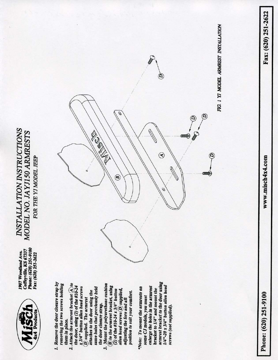 Misch 4x4 Products CJ/YJ Armrest User Manual | Page 2 / 2