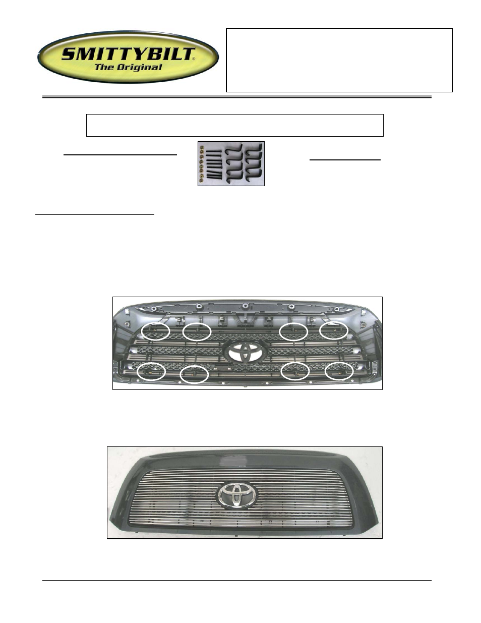Smittybilt 838061 Easy Install Billet Grille User Manual | 2 pages