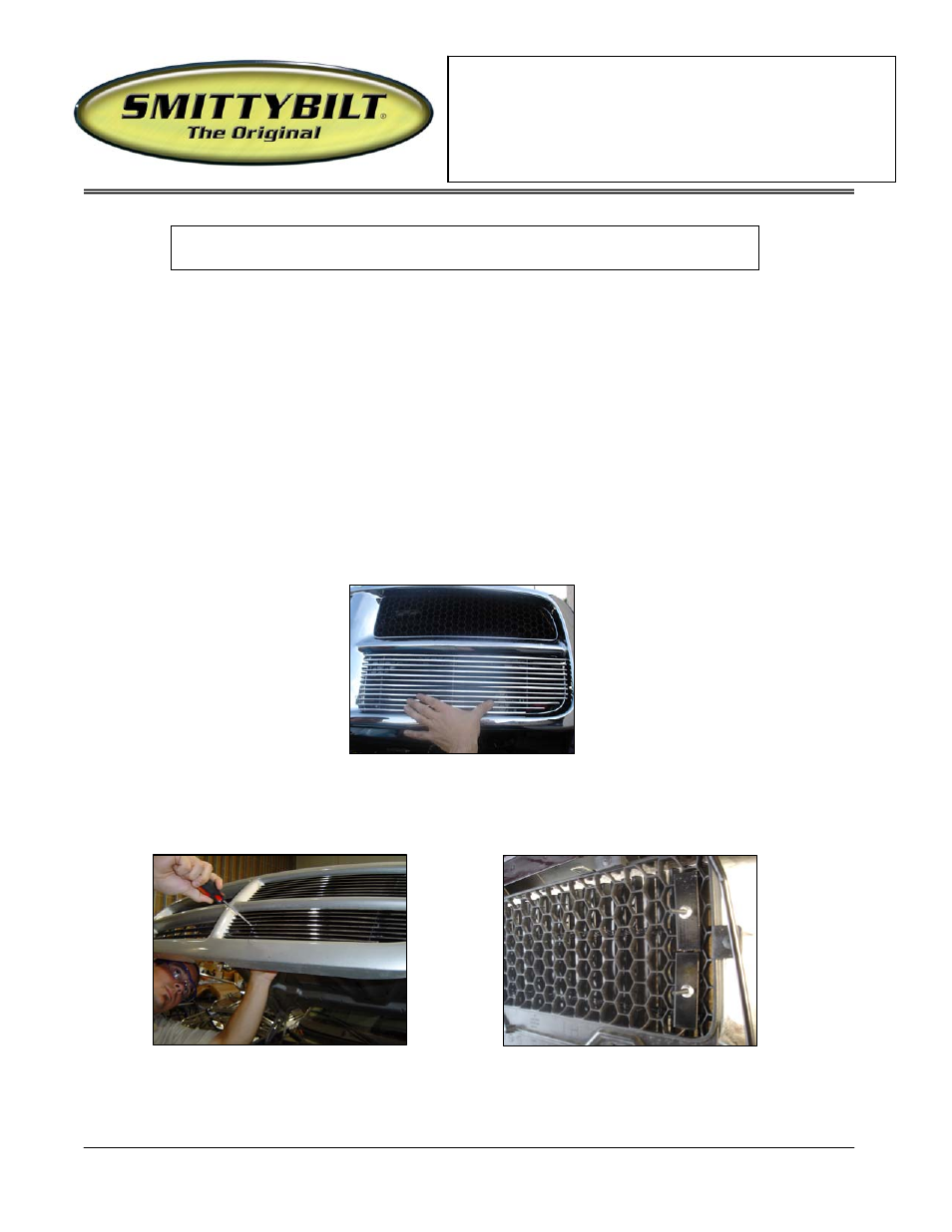 Smittybilt 878063 Easy Install Billet Grille User Manual | 2 pages