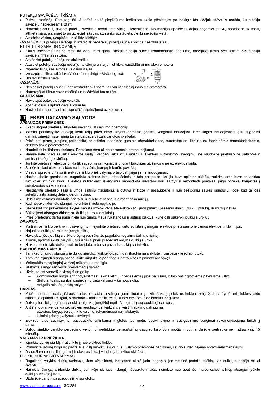 Lt ekspluatavimo s lygos | Scarlett SC-284 User Manual | Page 12 / 16