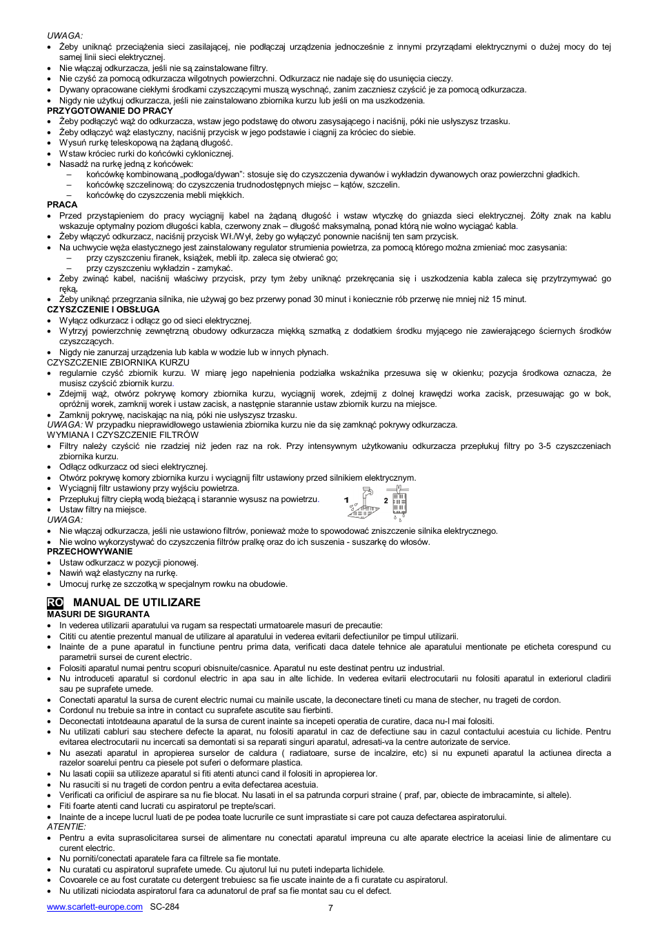 Ro manual de utilizare | Scarlett SC-284 User Manual | Page 7 / 16