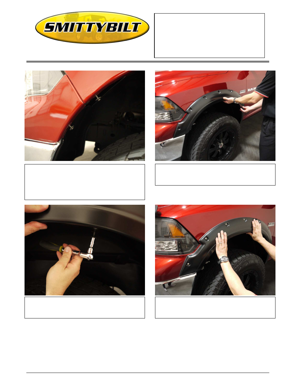 Installation instructions bolt-on fender flares | Smittybilt 17492 Bolt-On Fender Flares User Manual | Page 3 / 5