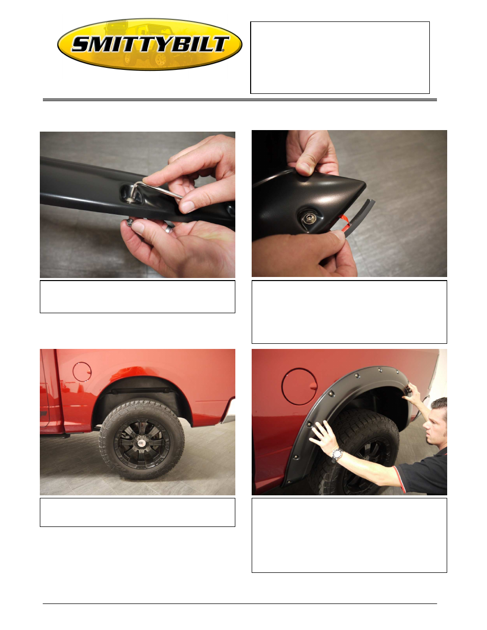 Installation instructions bolt-on fender flares | Smittybilt 17492 Bolt-On Fender Flares User Manual | Page 4 / 5