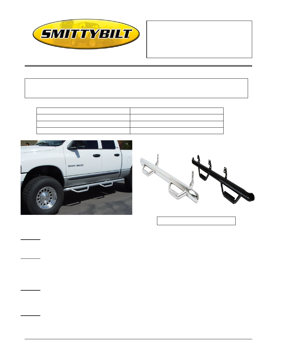 Smittybilt C0789CC Nerf-Step User Manual | 5 pages