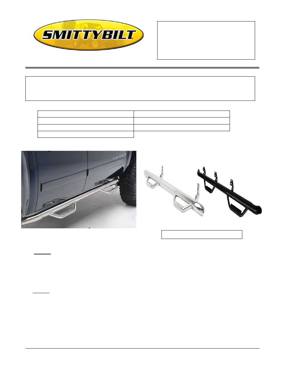 Smittybilt C9989QC Nerf-Step User Manual | 3 pages