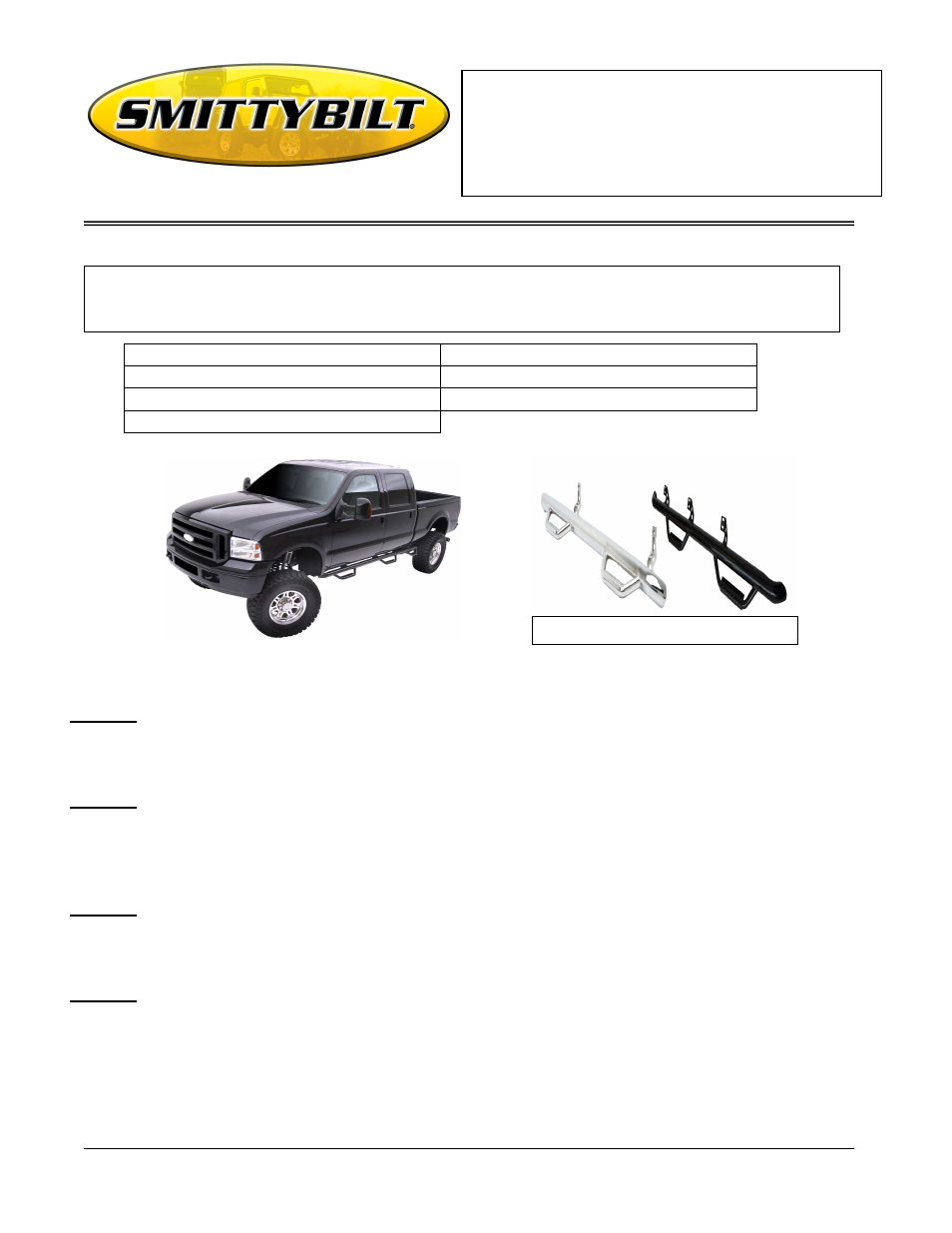 Smittybilt F99100CC Nerf-Step User Manual | 2 pages