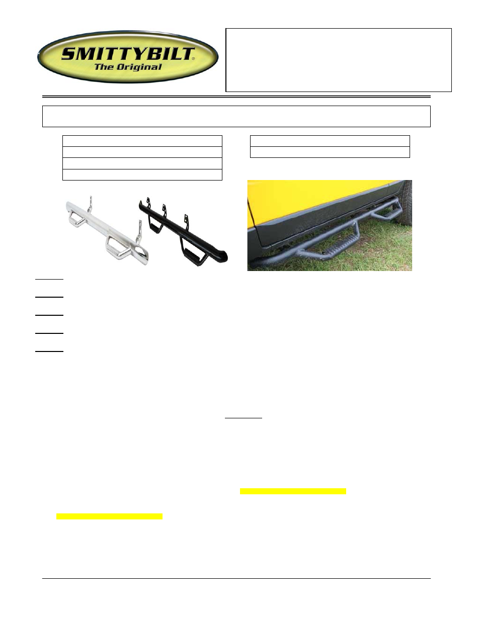 Smittybilt T0654FJ Nerf-Step User Manual | 1 page