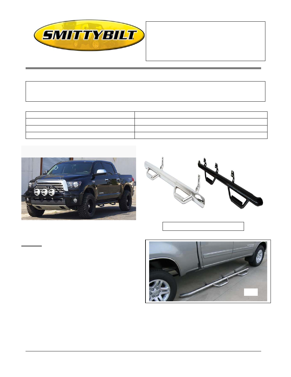 Smittybilt T0786QC Nerf-Step User Manual | 2 pages