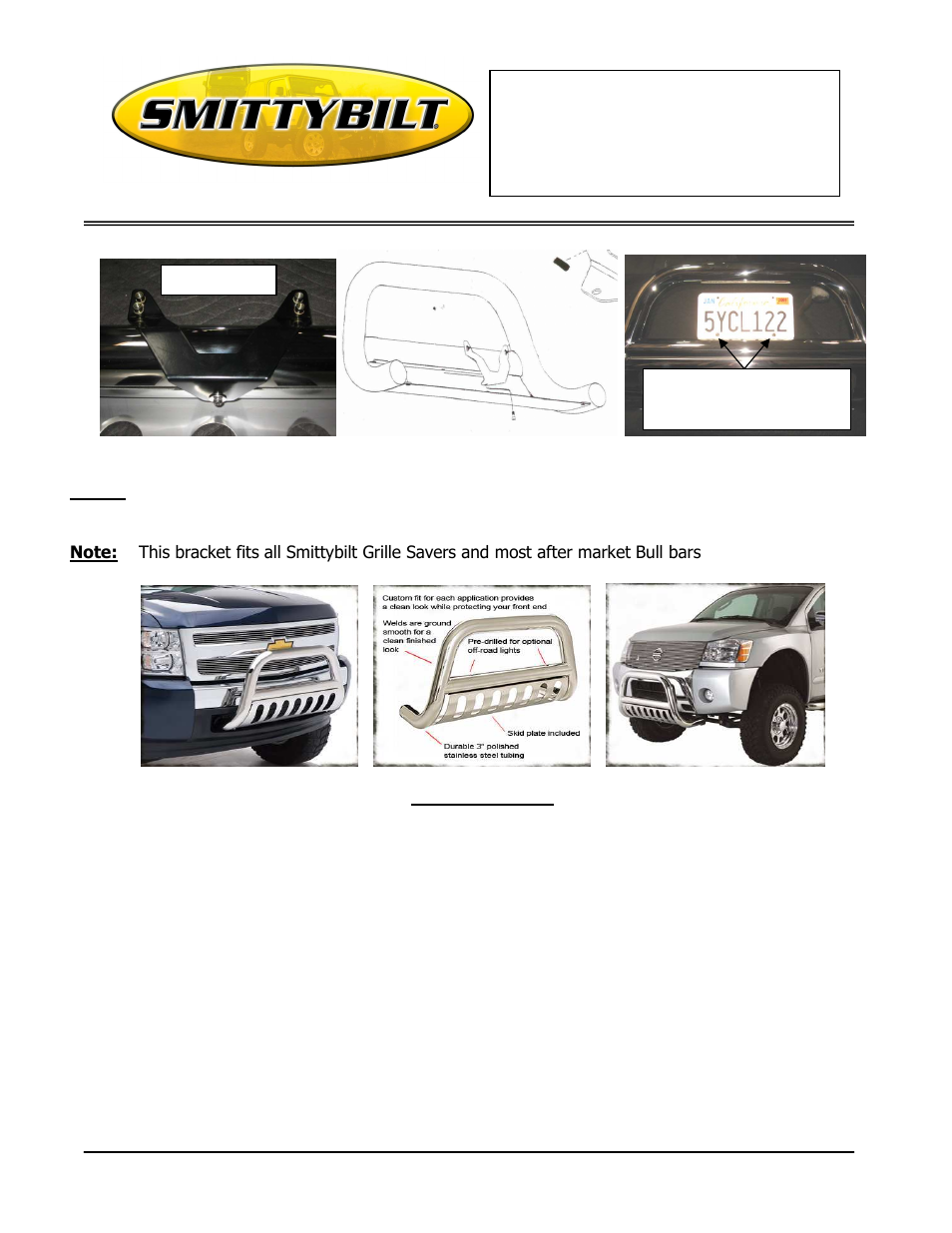 Installation instructions, Part # 4433 | Smittybilt 4433 Grille Saver License Plate User Manual | Page 2 / 2