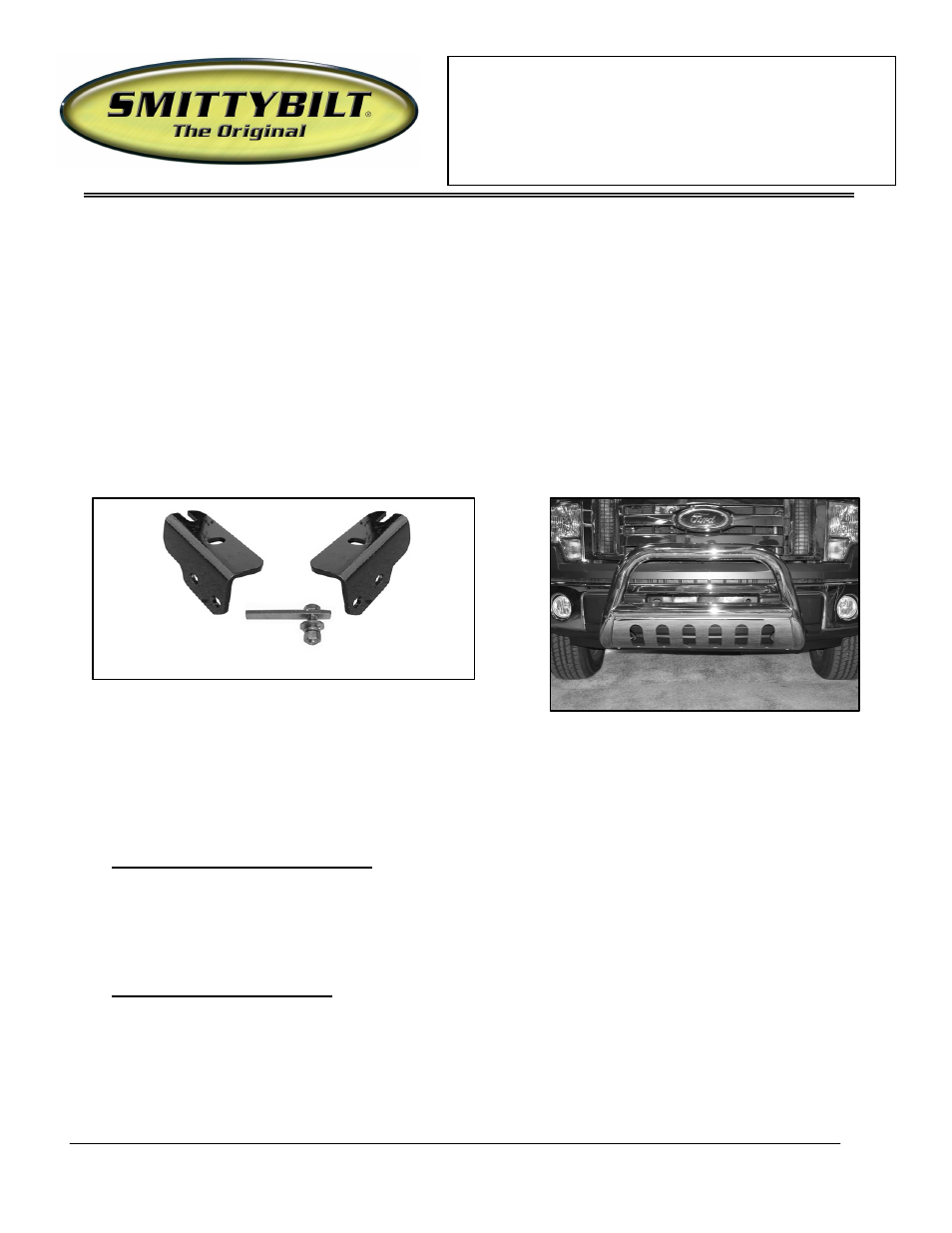 Smittybilt 55054 Bull Bar User Manual | 4 pages