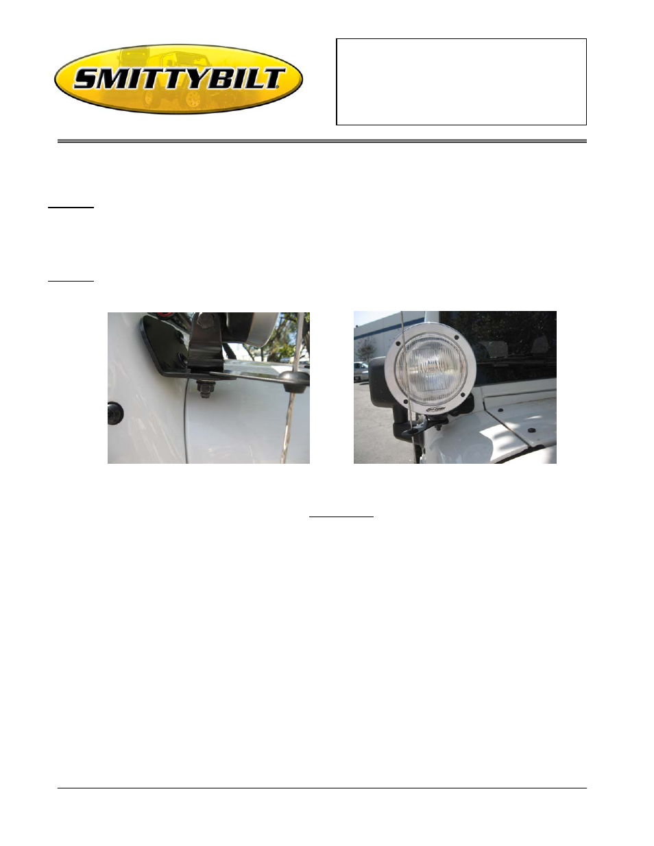 Smittybilt 7690 Light Bracket User Manual | Page 2 / 2