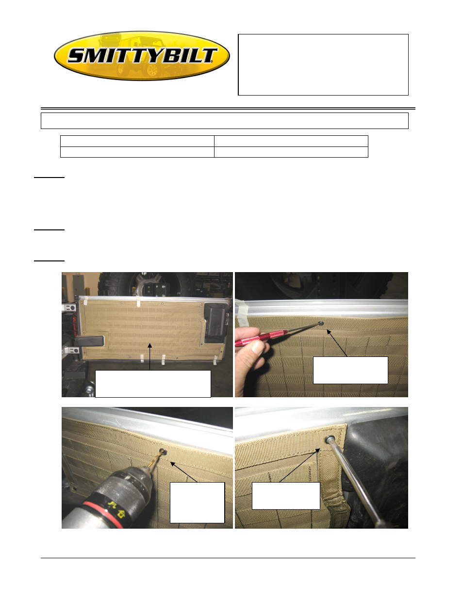 Smittybilt 56623xx G.E.A.R. Tailgate Cover User Manual | 3 pages