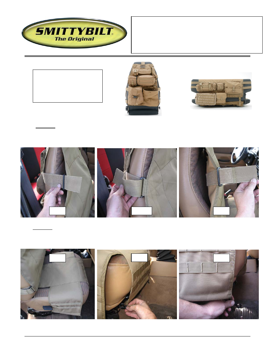 Smittybilt 56610хх G.E.A.R. Seat Cover User Manual | 2 pages