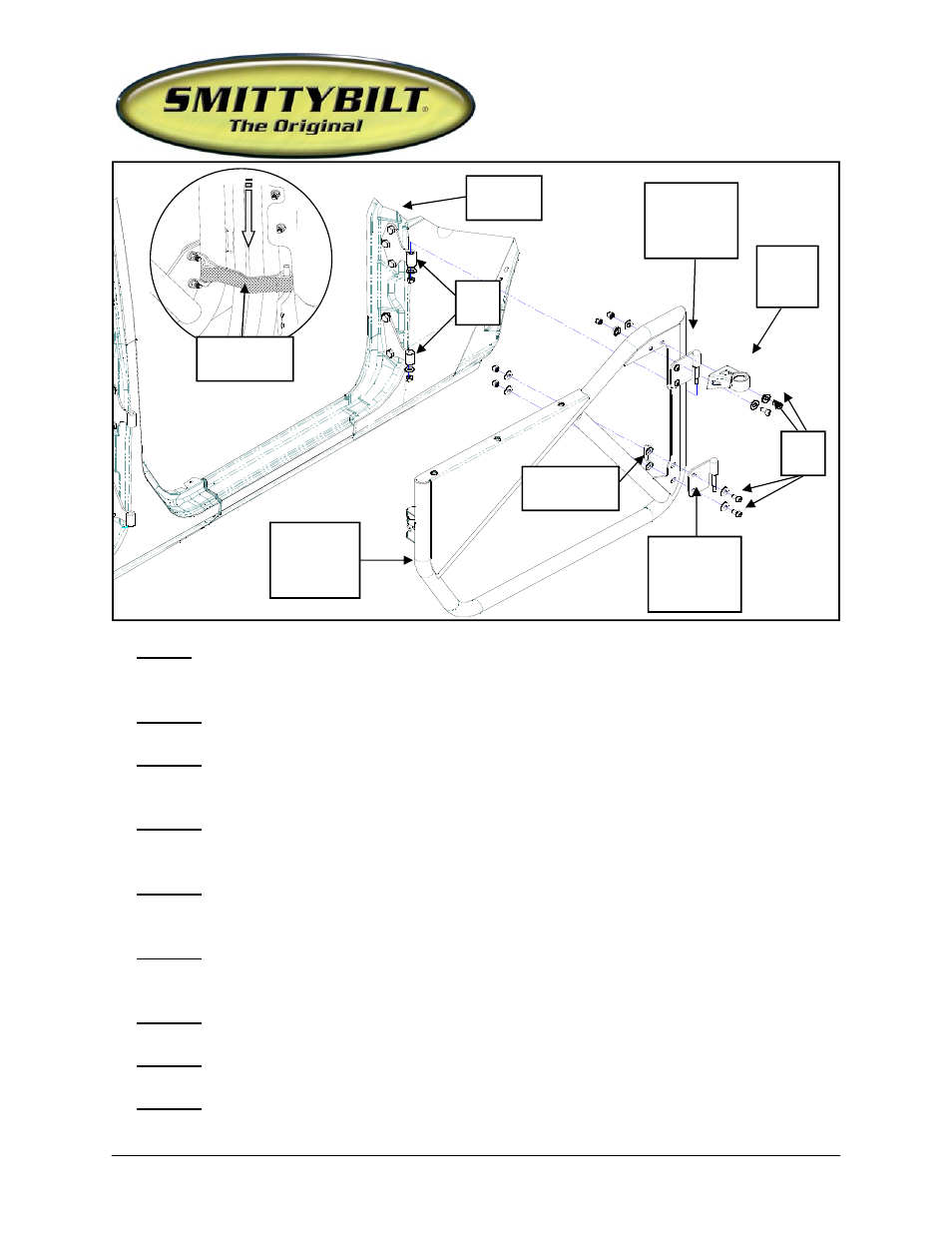 Installation instructions, Src jk tubular front doors | Smittybilt SB76791 SRC JK Tubular front Doors User Manual | Page 2 / 4