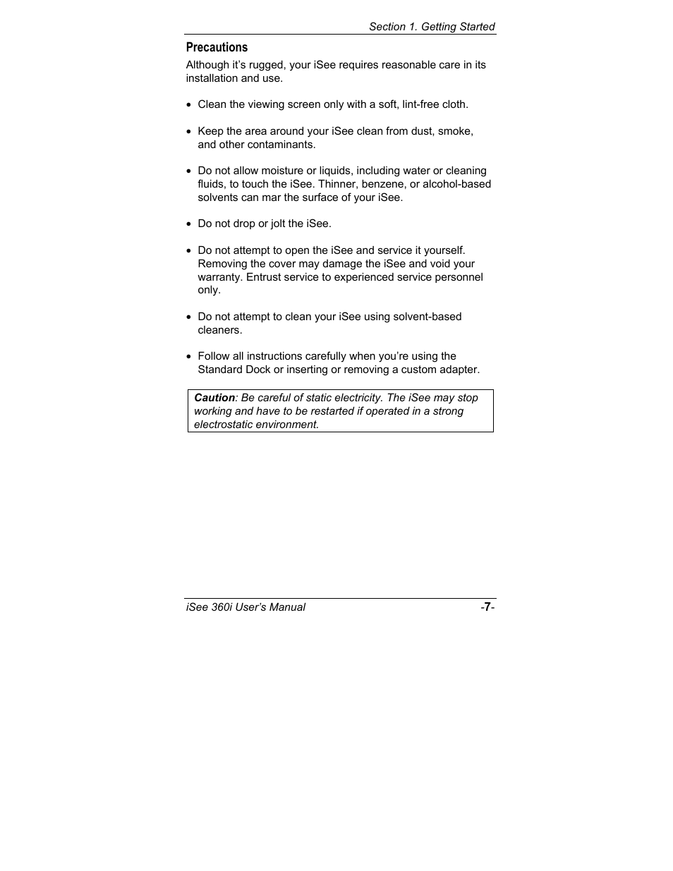 Precautions | ATO iSee 360i User Manual | Page 13 / 84