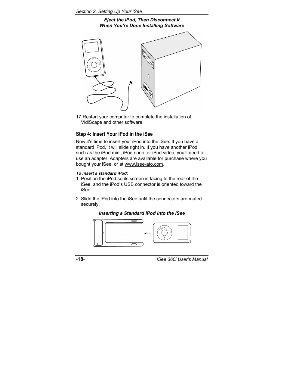 Step 4: insert your ipod in the isee | ATO iSee 360i User Manual | Page 24 / 84