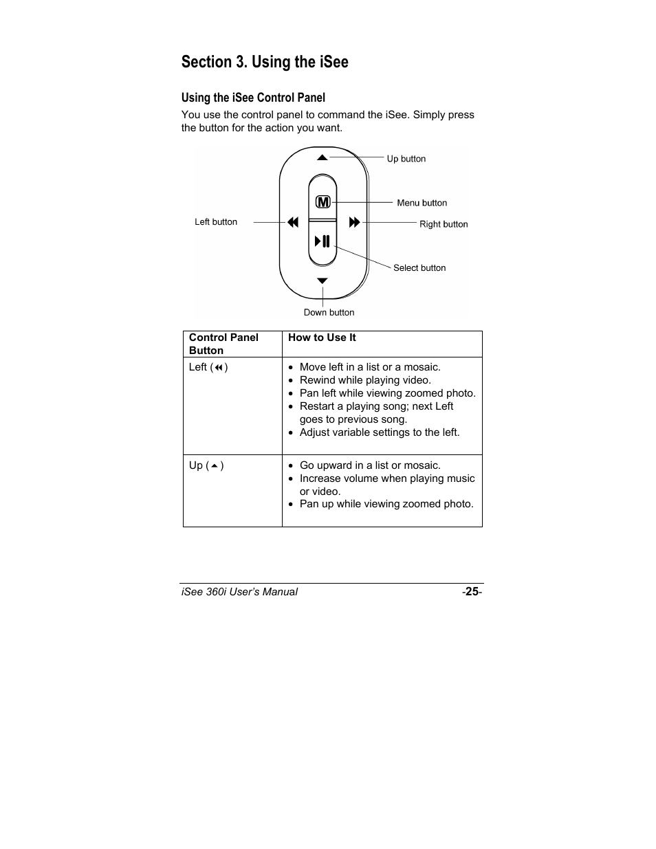 Using the isee control panel, Section 3. using the isee | ATO iSee 360i User Manual | Page 31 / 84