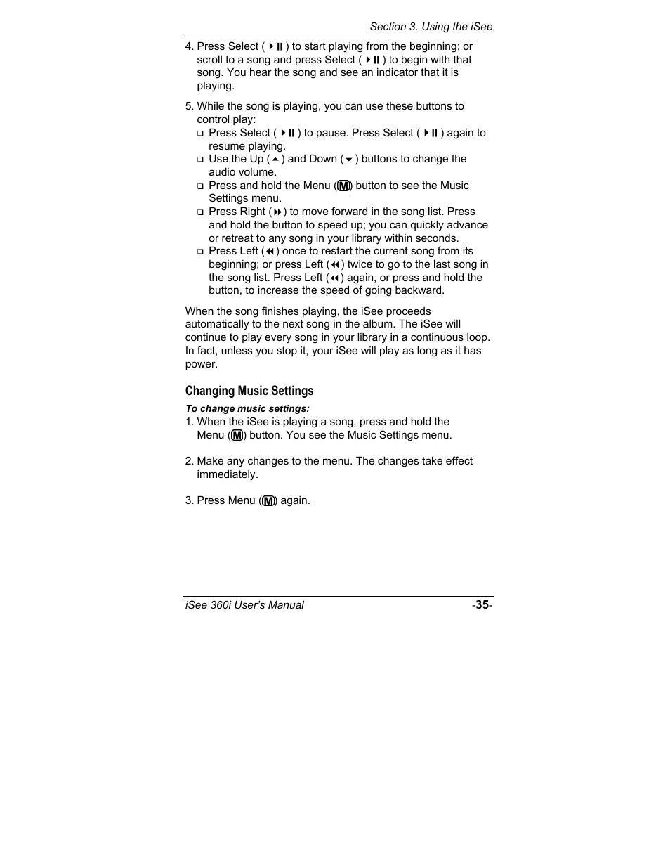 Changing music settings | ATO iSee 360i User Manual | Page 41 / 84
