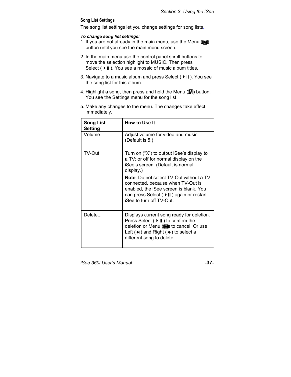 Song list settings | ATO iSee 360i User Manual | Page 43 / 84