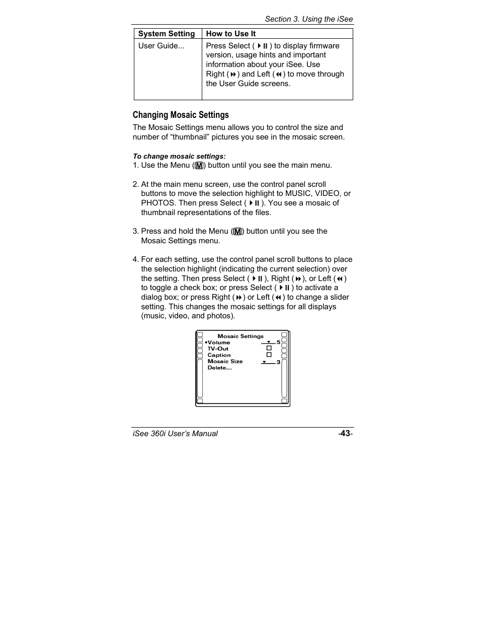 Changing mosaic settings | ATO iSee 360i User Manual | Page 49 / 84