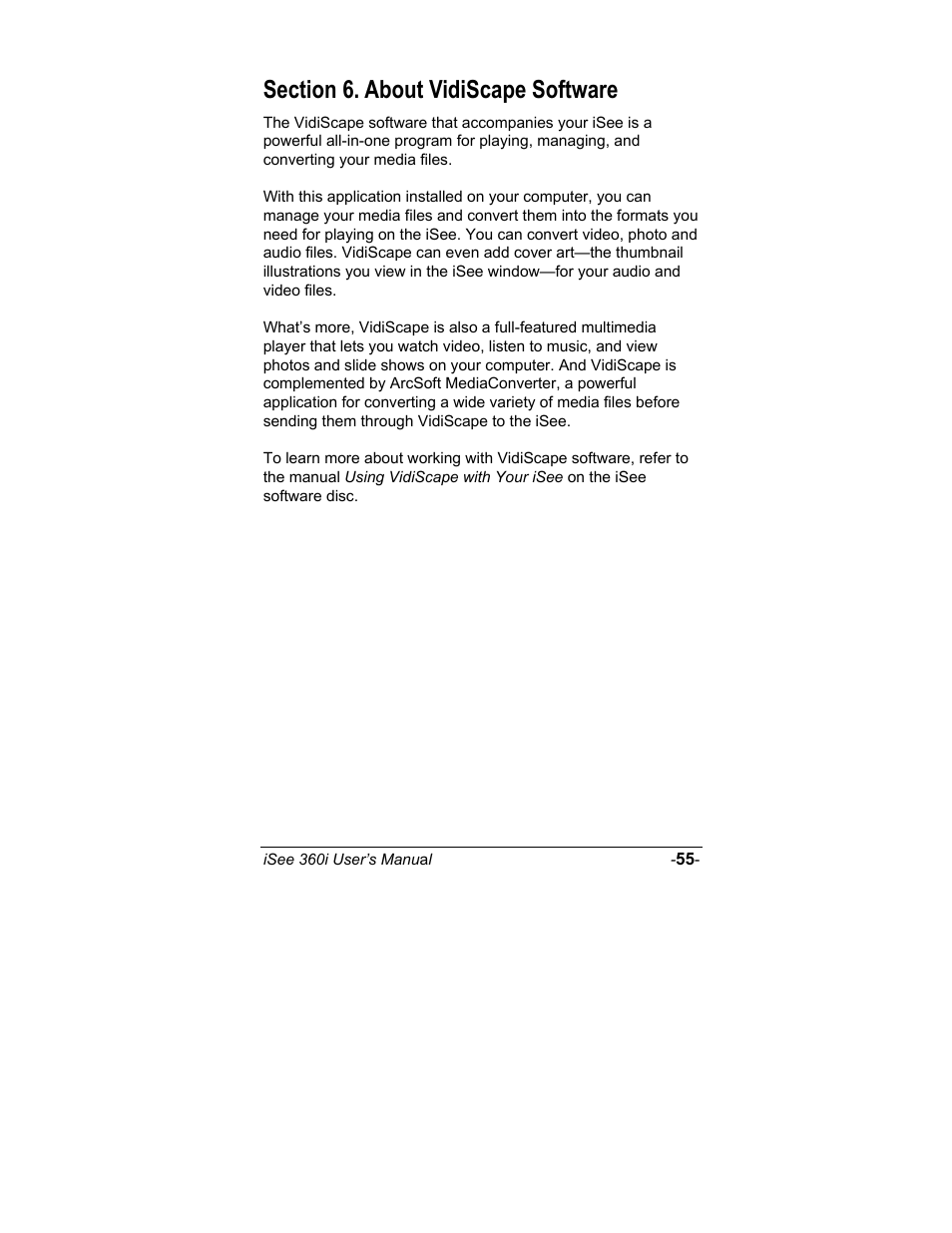 Section 6. about vidiscape software | ATO iSee 360i User Manual | Page 61 / 84