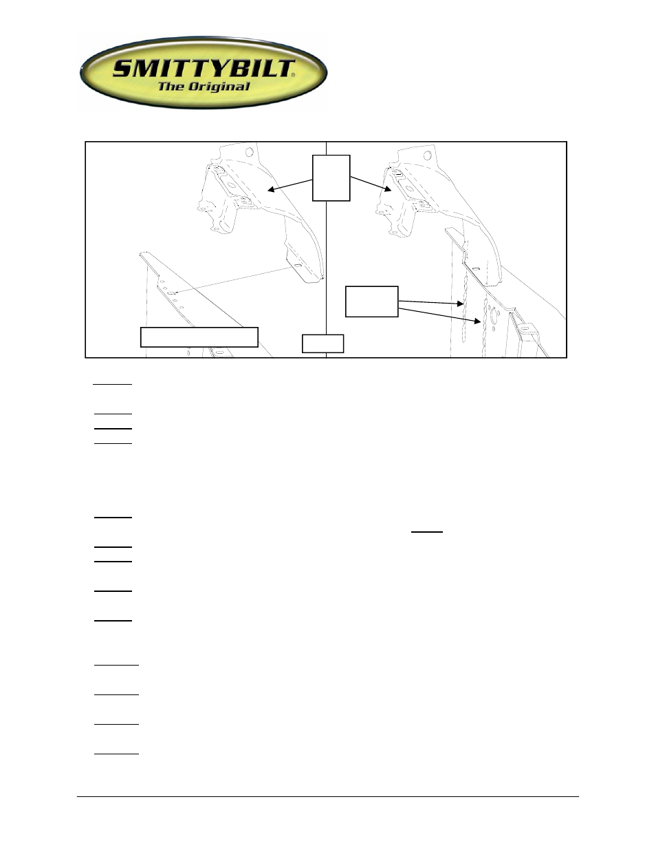 Installation instructions, Xrc armor front fender kit | Smittybilt SB76880 XRC Armor Front Fender Kit User Manual | Page 2 / 8