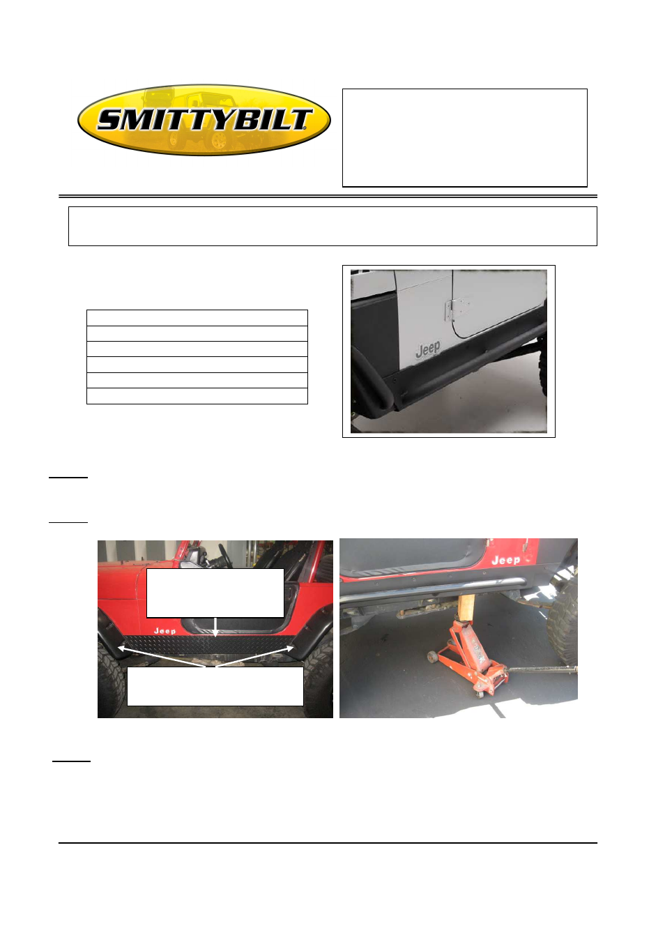 Smittybilt 76862 XRC Rocker Guards User Manual | 5 pages