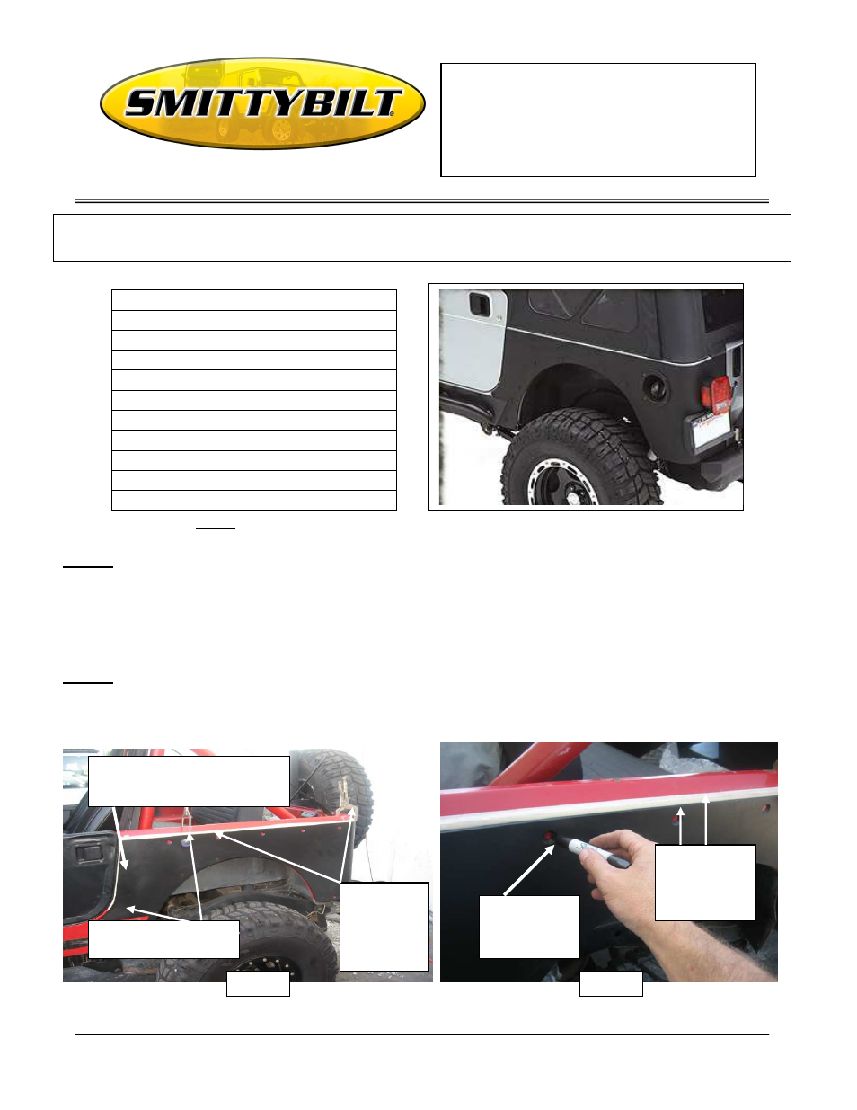 Smittybilt 76878 XRC Corner Guards User Manual | 4 pages