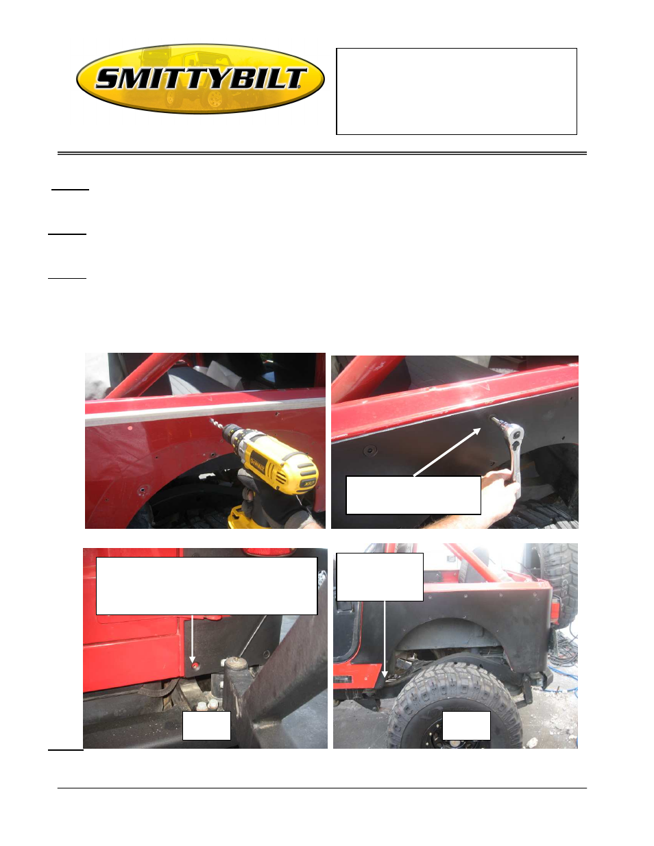 Installation instructions | Smittybilt 76878 XRC Corner Guards User Manual | Page 2 / 4