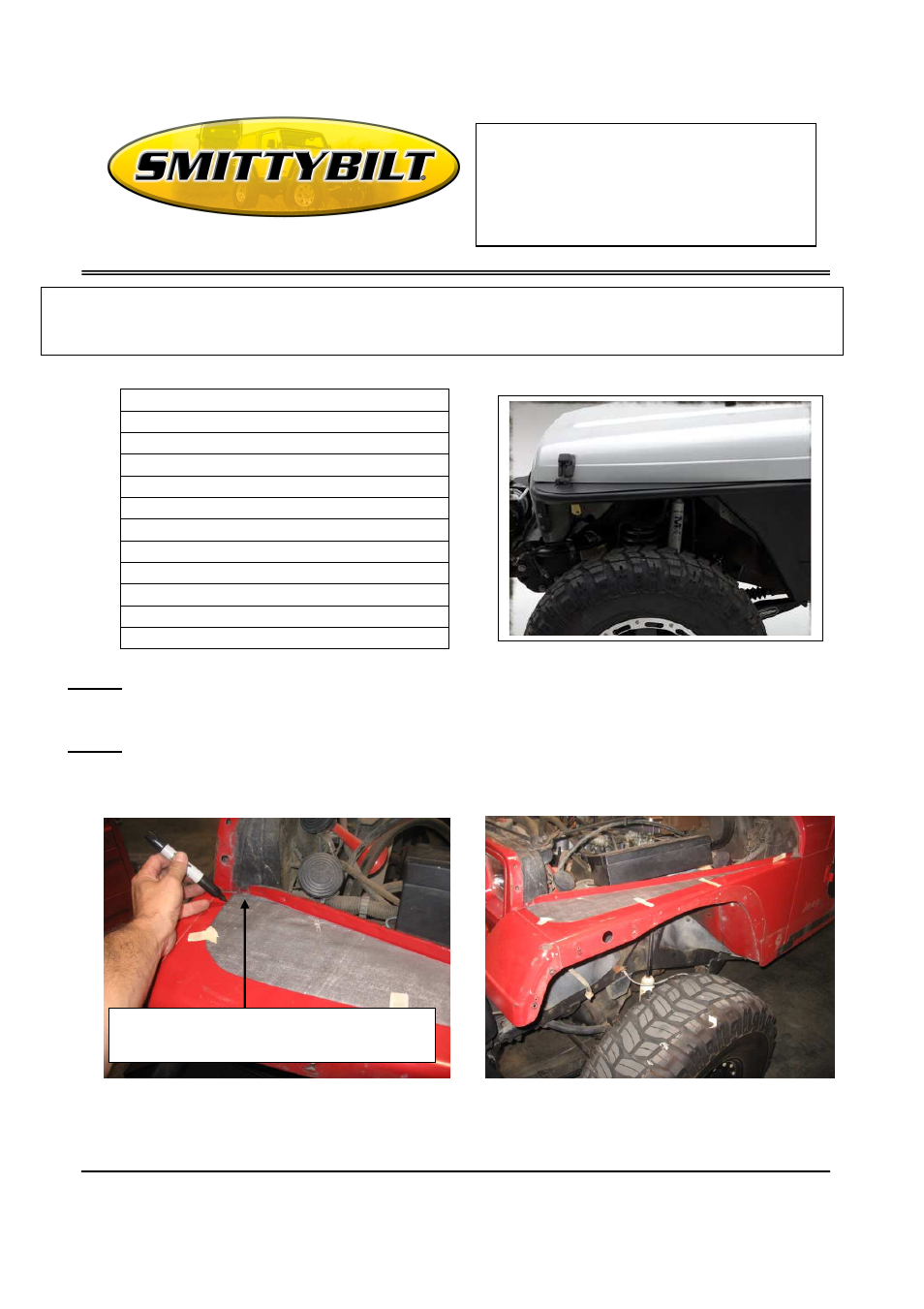Smittybilt 76862 XRC Tube Fenders User Manual | 6 pages