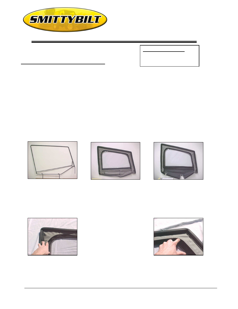 Smittybilt 897xx Door Skins Pair User Manual | 3 pages